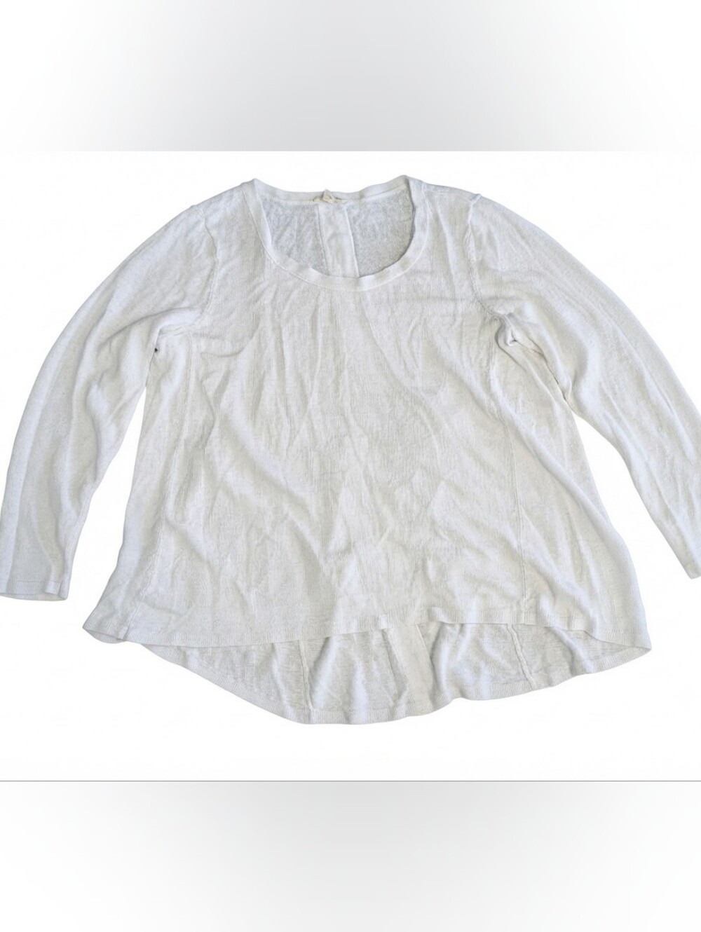 Eileen Fisher Women's XL/TG 100% Organic Linen Knit Long Sleeve Scoop Neck Shirt